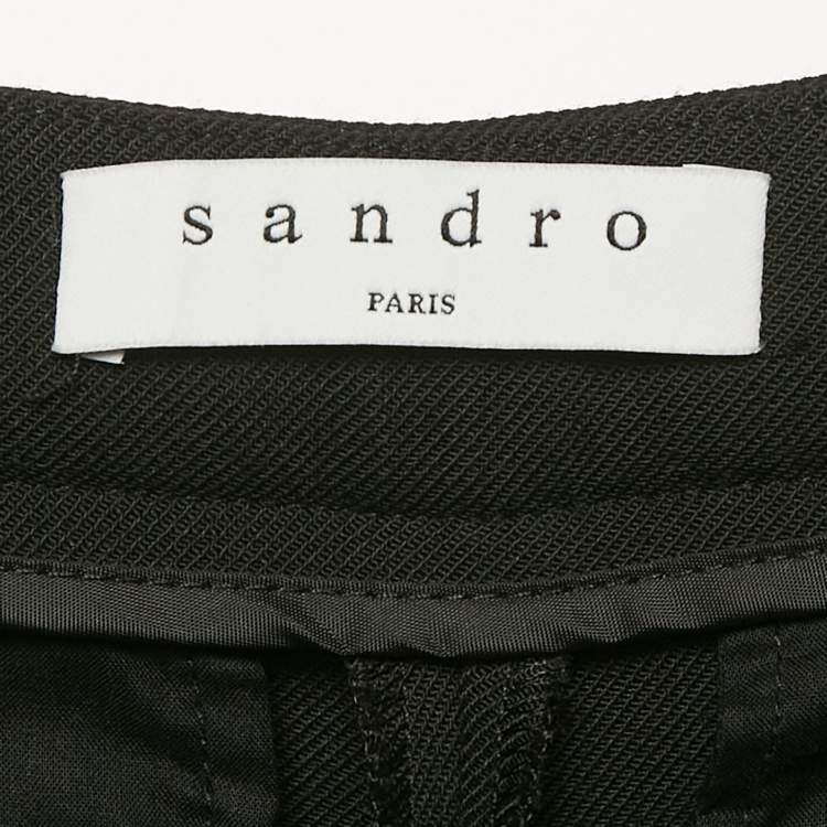 Pre Owned Sandro Black Gabardine Slim Fit Formal Trousers S