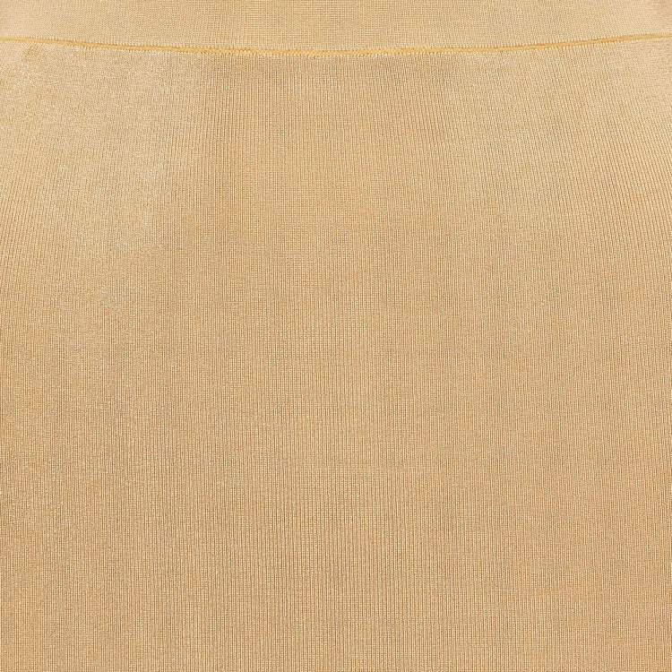 Pre Owned Sandro Beige/Orange Ombre Stretch Knit Fringed Midi Skirt S