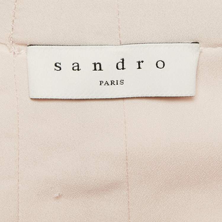Pre Owned Sandro Pink Lace Sleeveless Midi Dress S