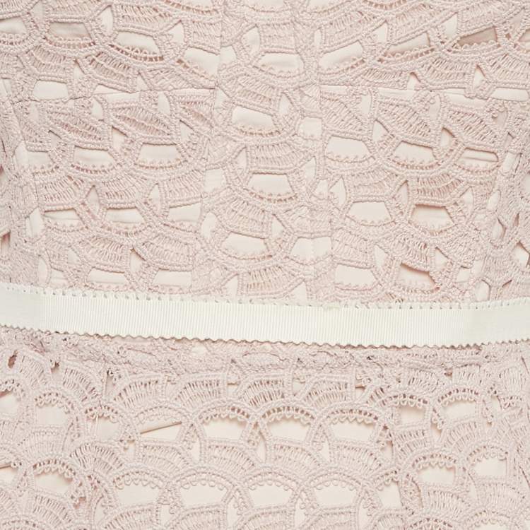 Pre Owned Sandro Pink Lace Sleeveless Midi Dress S