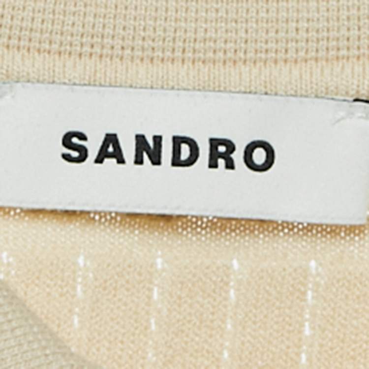 Pre Owned Sandro Beige Patterned Knit Button Front Cardigan XS