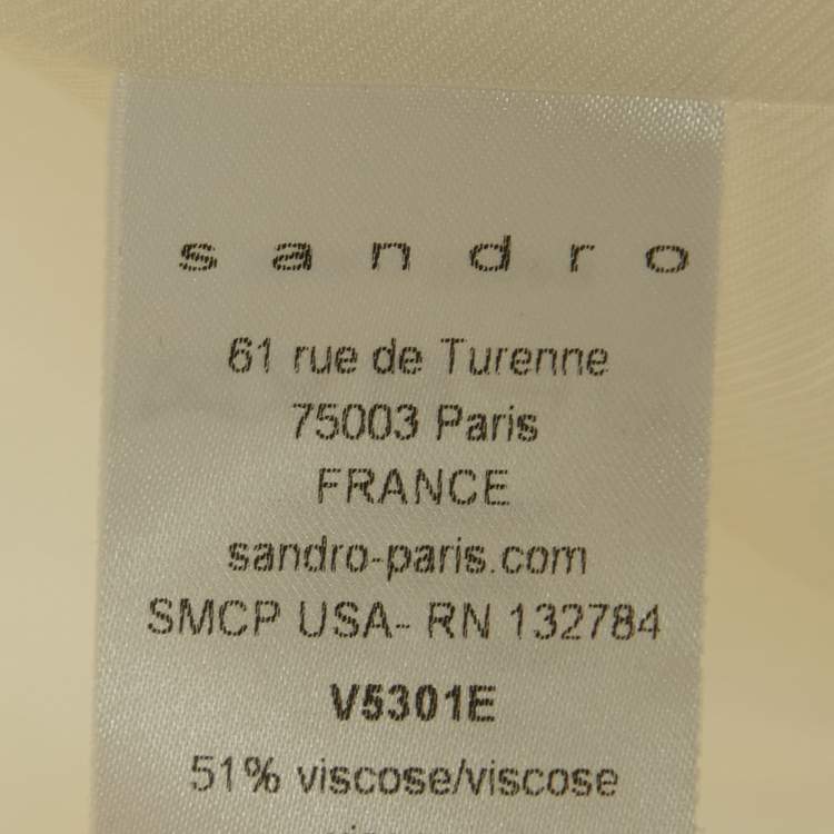 Pre Owned Sandro White Jacquard Shawl Collar Jacket S