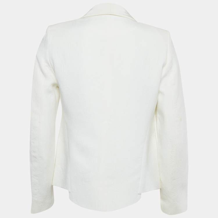 Pre Owned Sandro White Jacquard Shawl Collar Jacket S