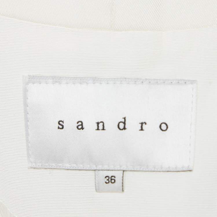 Pre Owned Sandro White Jacquard Shawl Collar Jacket S