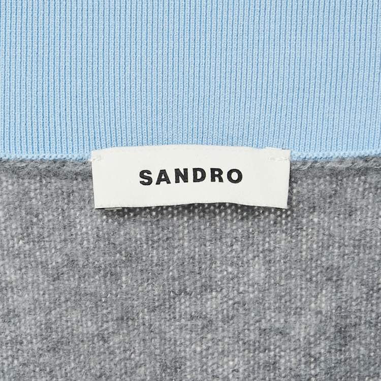 Pre Owned Sandro Grey Wool Double-Neck Jumper S