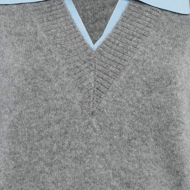 Pre Owned Sandro Grey Wool Double-Neck Jumper S