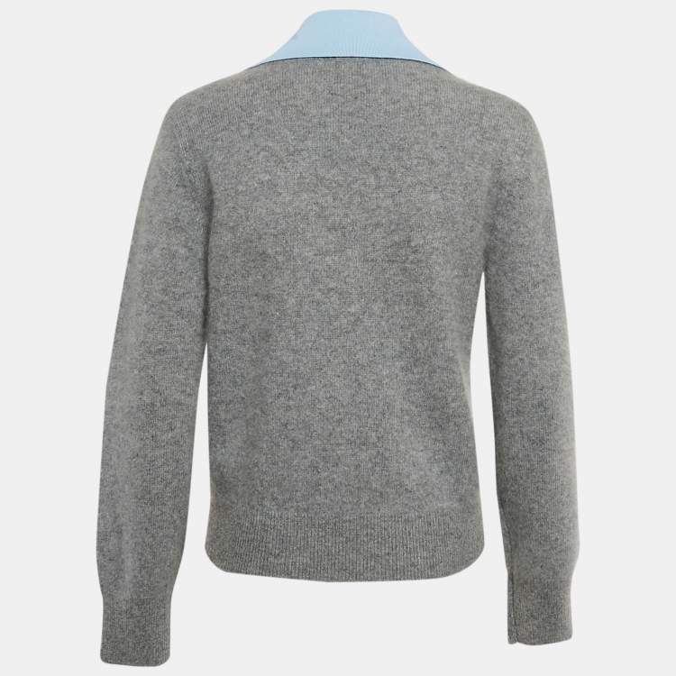 Pre Owned Sandro Grey Wool Double-Neck Jumper S