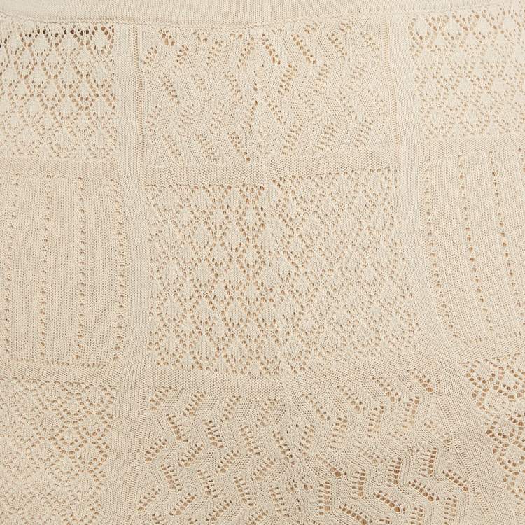 Pre Owned Sandro Beige Stretch Knit Flared Trousers S