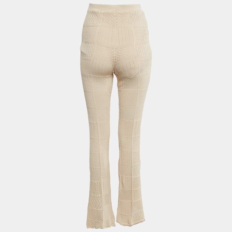Pre Owned Sandro Beige Stretch Knit Flared Trousers S