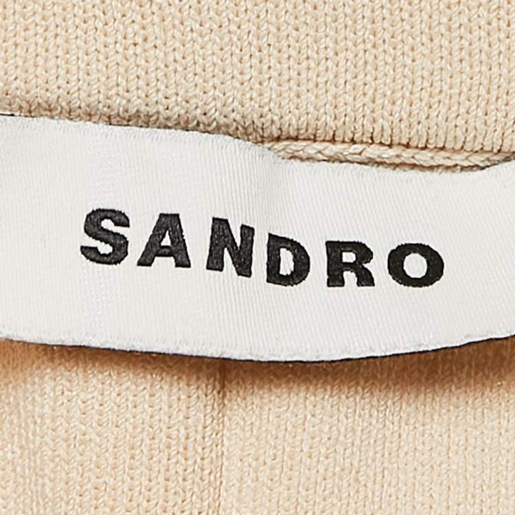 Pre Owned Sandro Beige Stretch Knit Flared Trousers S