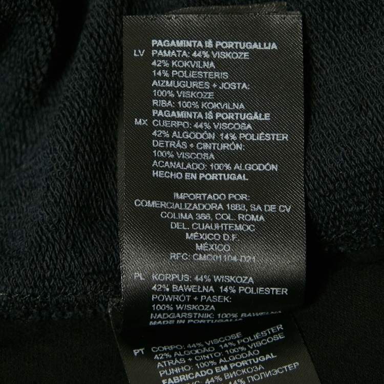 Pre Owned Sandro Black Knit and Satin Waist Tie-Up Detail Top M