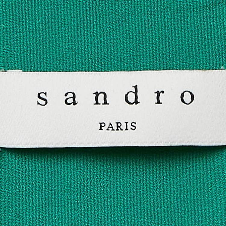 Pre Owned Sandro Green Tweed Zip Front Playsuit L