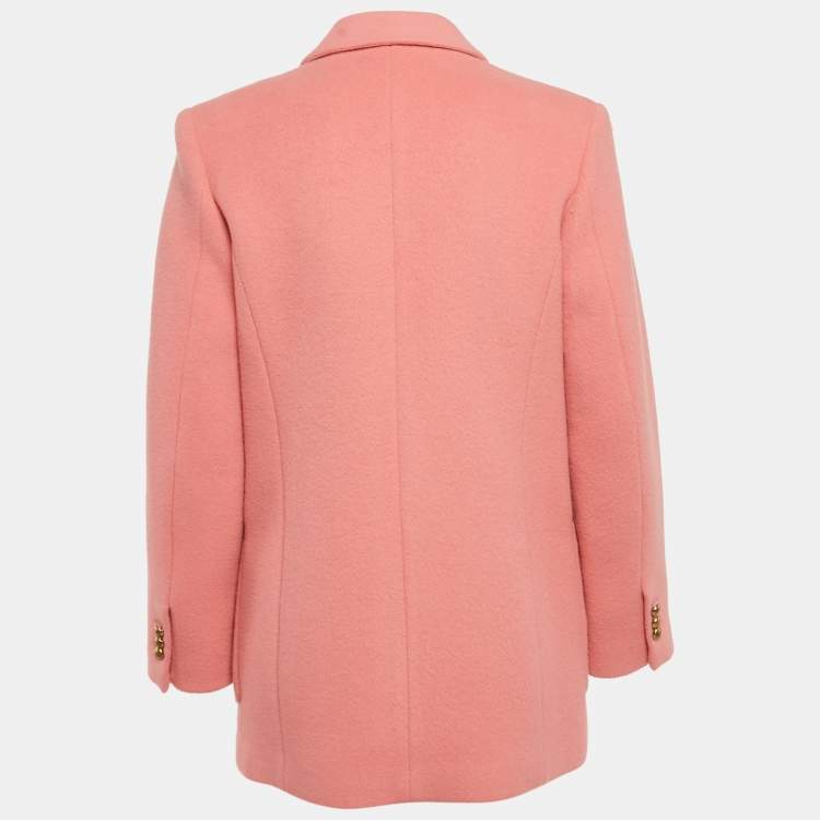 Pre Owned Sandro Pink Felt Double Breasted Pea Coat S