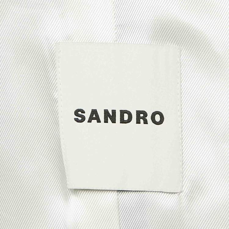 Pre Owned Sandro Blue Tweed Double Breasted Blazer M