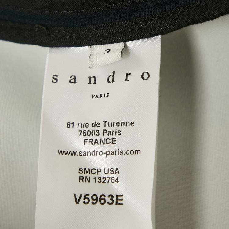 Pre Owned Sandro Navy Blue Crepe Zip-Up Contrast Trim Jacket L