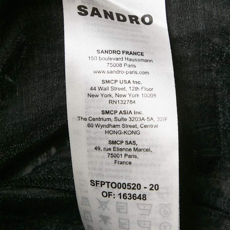 Pre Owned Sandro Black Linen Ruffled Semi Sheer Top L