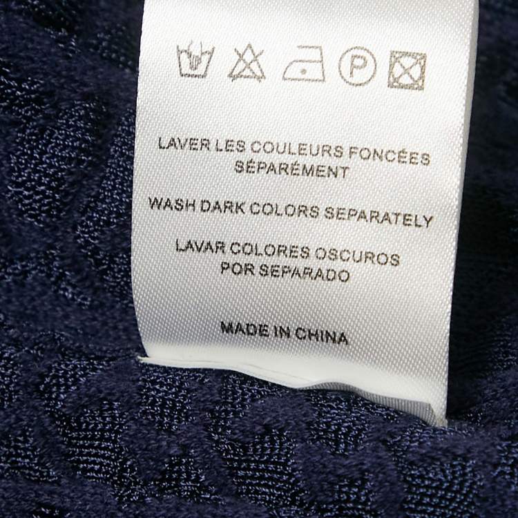 Pre Owned Sandro Navy Blue Patterned Knit Sleeveless Mini Dress M