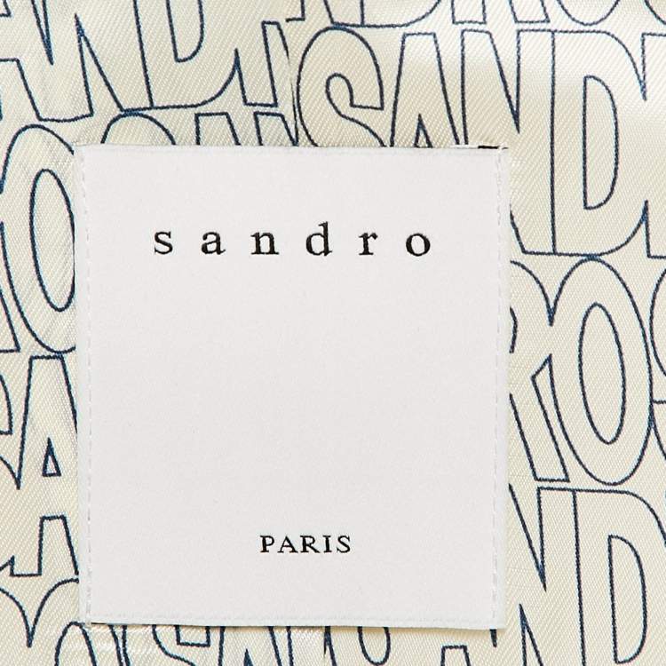 Pre Owned Sandro Off-White Striped Cotton Blend Double Breasted Blazer XL