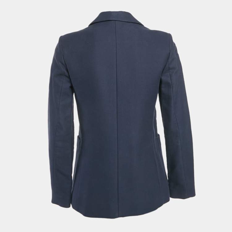 Pre Owned Sandro Navy Blue Gabardine Double Breasted Blazer S