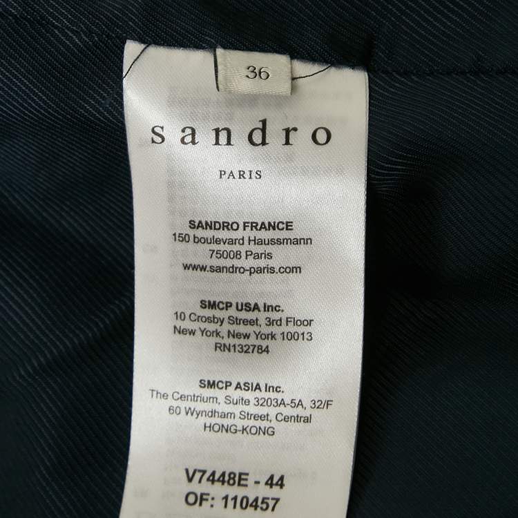 Pre Owned Sandro Navy Blue Gabardine Double Breasted Blazer S