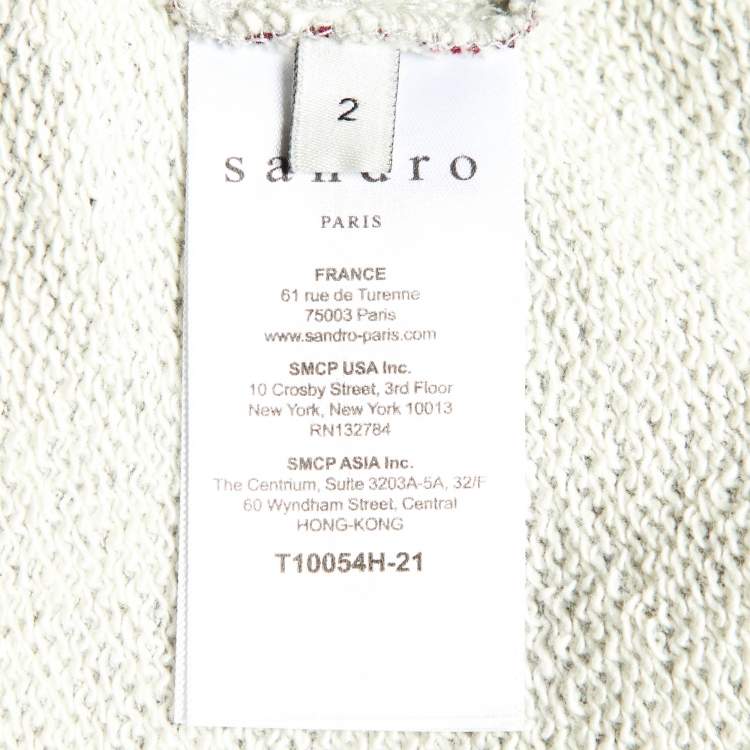 Pre Owned Sandro Grey Cotton Lace Trim Crew Neck Sweatshirt M 