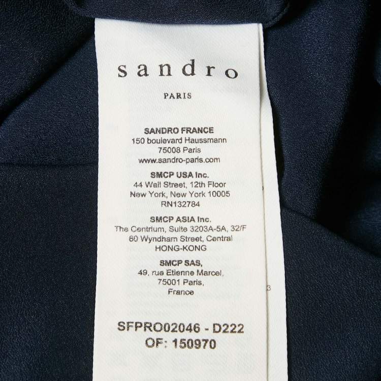 Pre Owned Sandro Navy Blue Polka Dots Lurex Chiffon Short Dress XL