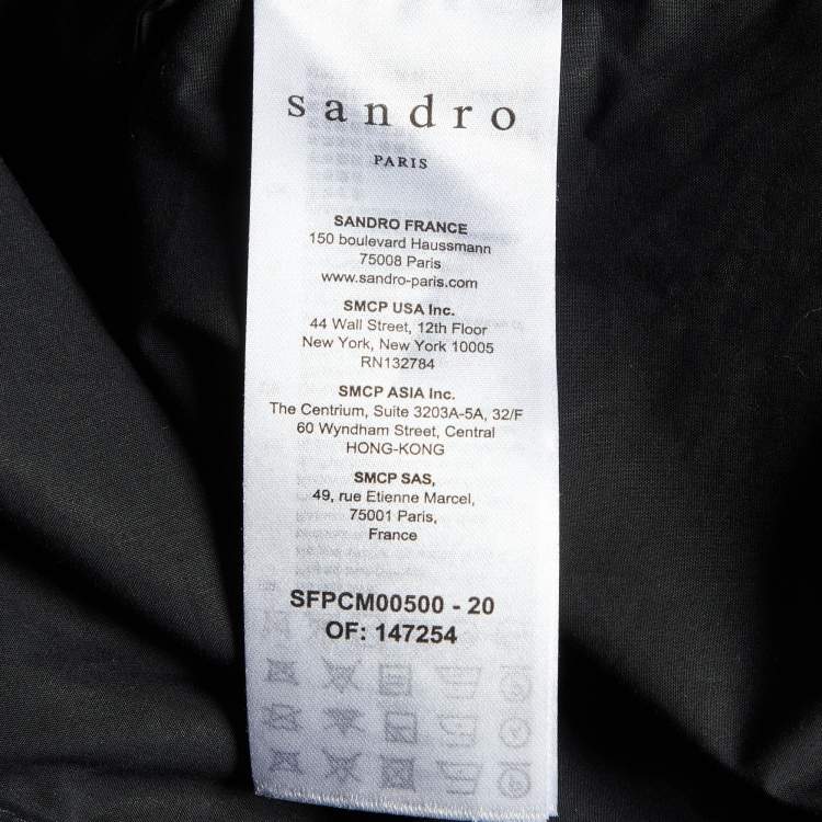 Pre Owned Sandro Black Cotton Ruffled Sleeveless Shirt L