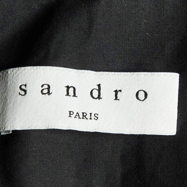 Pre Owned Sandro Black Cotton Ruffled Sleeveless Shirt L