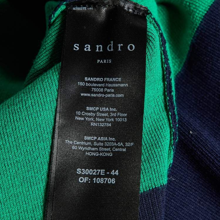 Pre Owned Sandro Blue/Green Smile Intarsia Knit Crewneck Sweater L