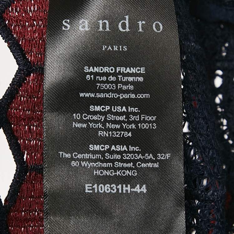 Pre Owned Sandro Blue/Burgundy Guipure Lace Skirt and Top Set S