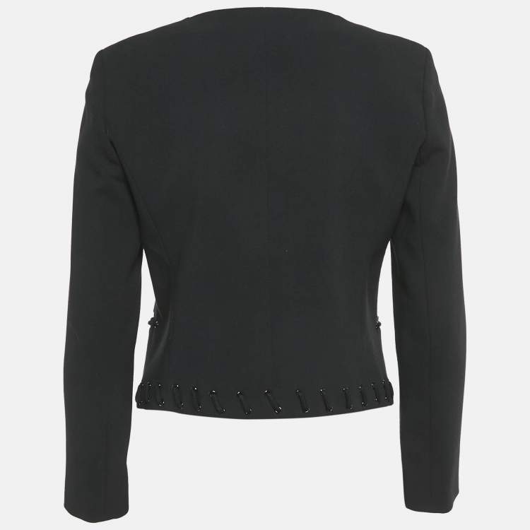Pre Owned Sandro Black Wool Lace-Up Blazer S