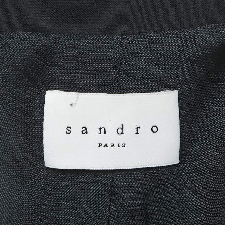 Pre Owned Sandro Black Wool Lace-Up Blazer S