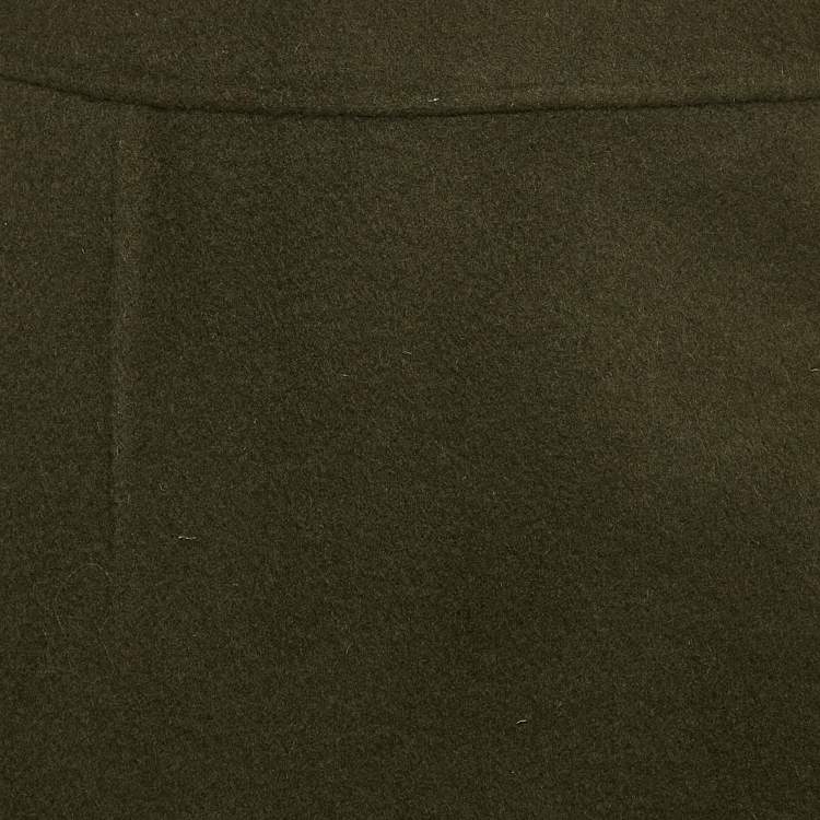 Pre Owned Sandro Green Wool Felt Button Detail Pencil Skirt S