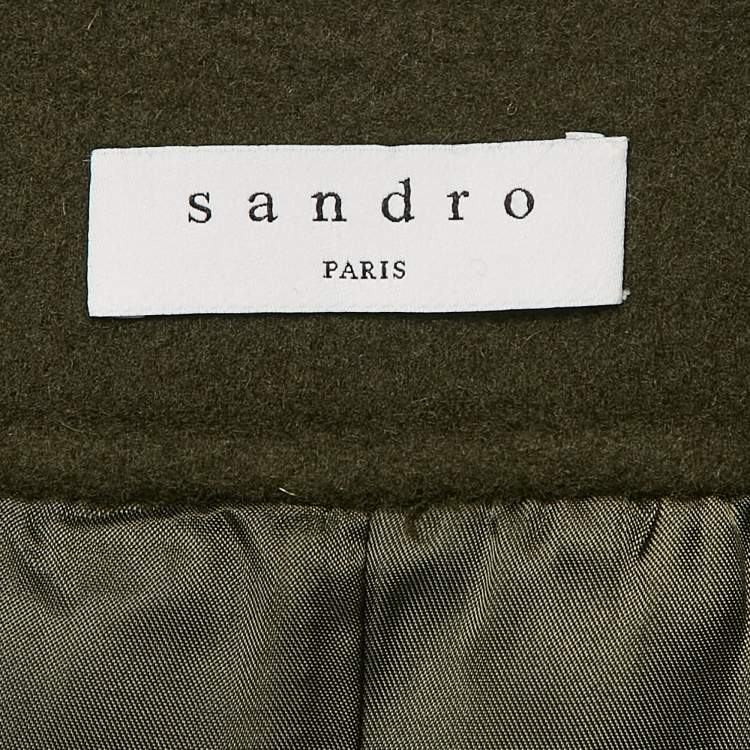Pre Owned Sandro Green Wool Felt Button Detail Pencil Skirt S
