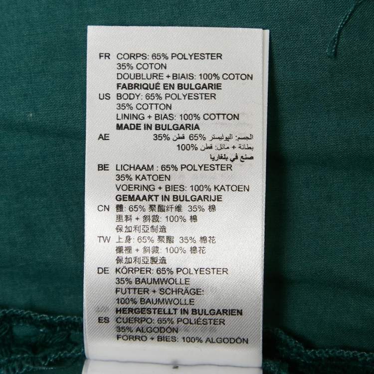 Pre Owned Sandro Green Crochet V-Neck Fit and Flare Mini Dress L