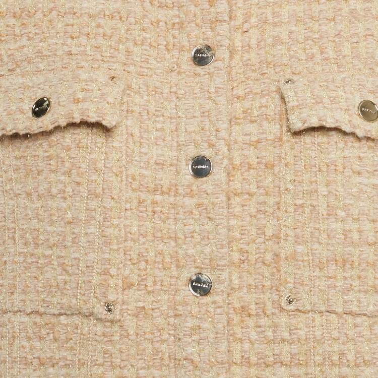 Pre Owned Sandro Beige Bernadette Tweed Trucker Jacket M