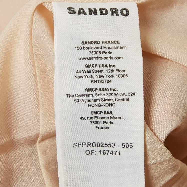 Pre Owned Sandro Orange Crepe Tiered V-Neck Mini Dress M