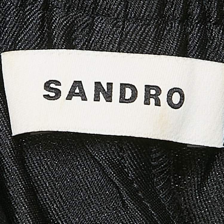 Pre Owned Sandro Black Rhinestone Gabardine Trousers S