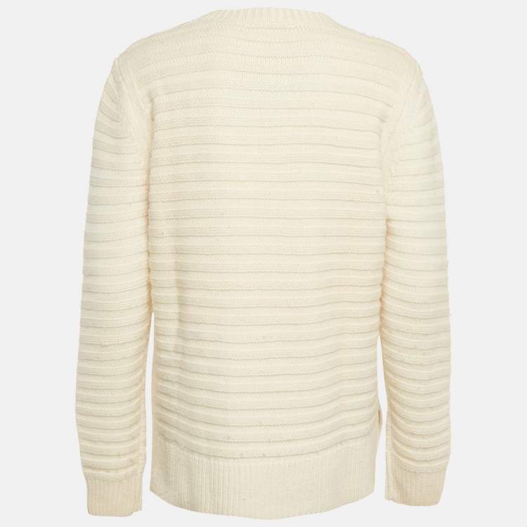 Pre Owned Sandro Cream Cable Knit Crewneck Sweater L