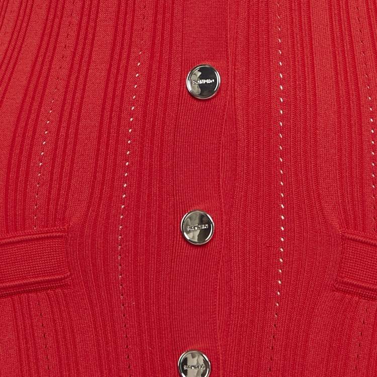 Pre Owned Sandro Red Stretch Knit Cut-Out Midi Dress S