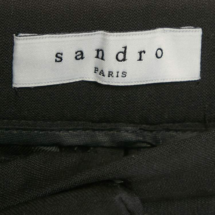 Pre Owned Sandro Black Stretch Cotton Flared Trousers S
