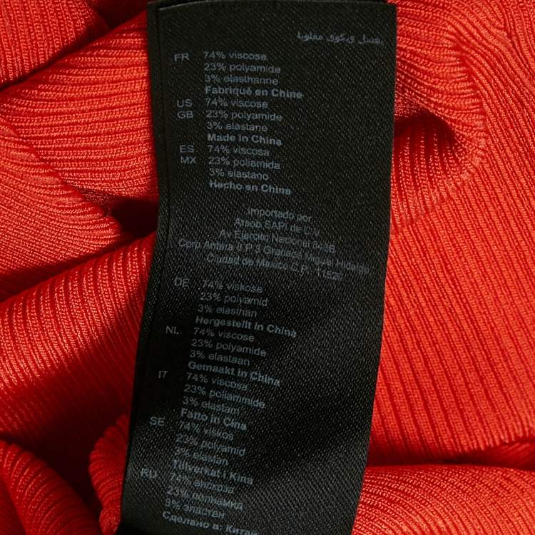 Pre Owned Sandro Red Rib Knit Button Front Crop Top S