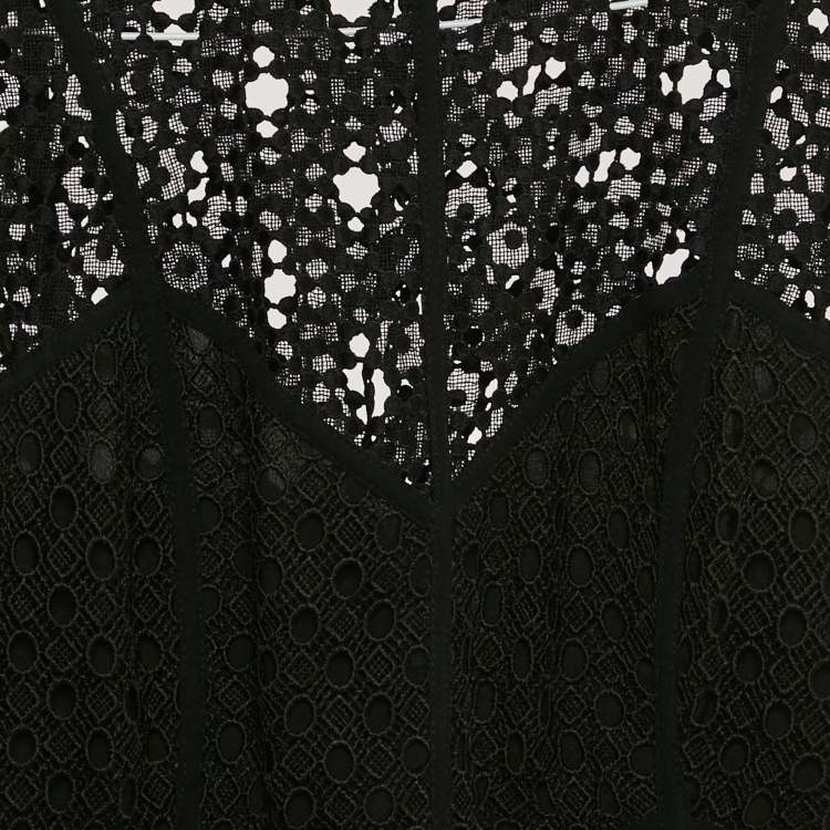 Pre Owned Sandro Black Lace Guipure Mini Dress S