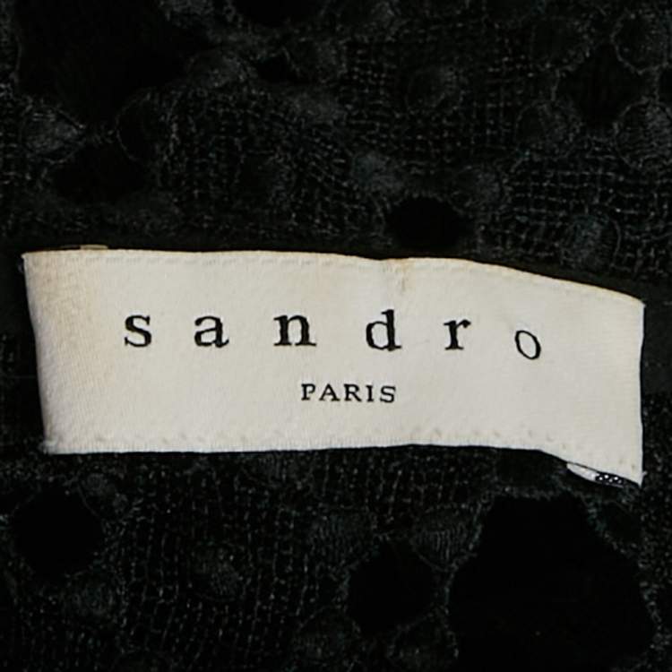 Pre Owned Sandro Black Lace Guipure Mini Dress S