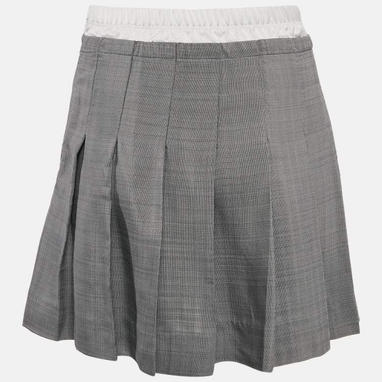Pre Owned Sandro Grey Crepe Pleated Mini Skirt S