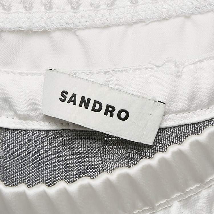 Pre Owned Sandro Grey Crepe Pleated Mini Skirt S