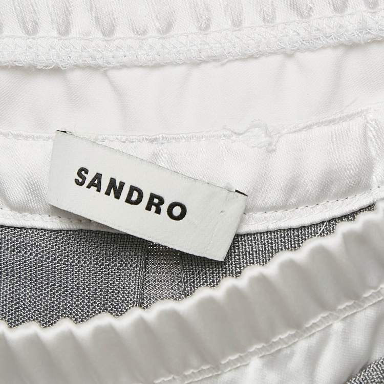 Pre Owned Sandro Grey Crepe Pleated Mini Skirt S