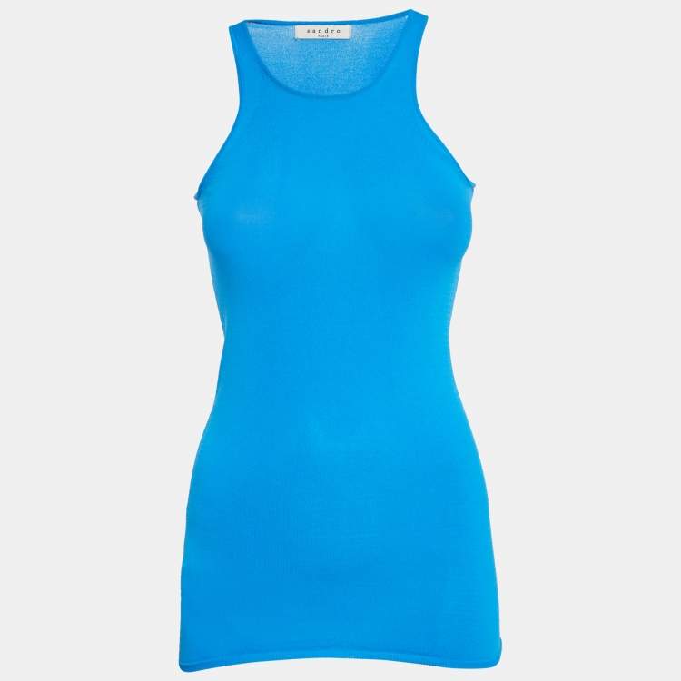 Pre Owned Sandro Blue Jersey Tank Top S