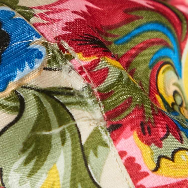 Pre Owned Sandro Multicolor Floral Print Sateen Tie-Up Neck Detail Midi Dress S