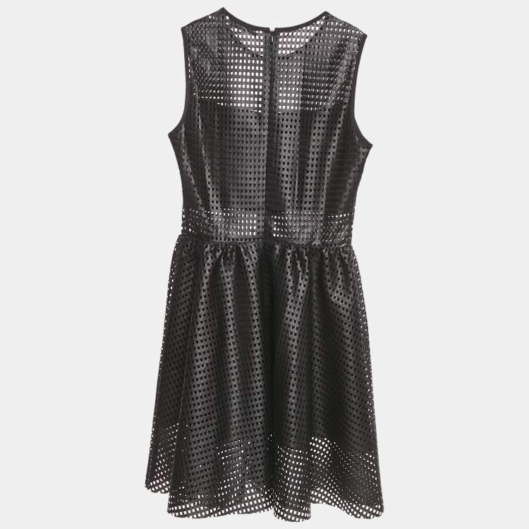 Pre Owned Sandro Black Lace Flared Sleeveless Mini Dress S